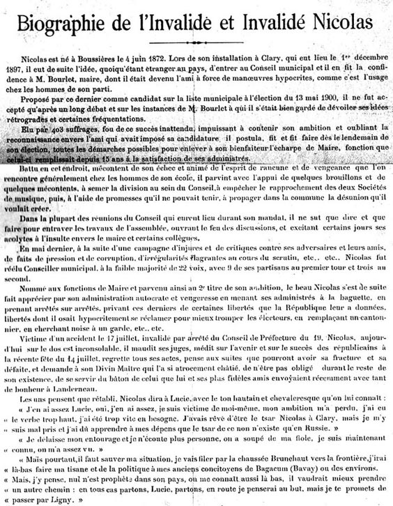 Texte dont on ne sait s'il servit de tract ou s'il parut dans un journal.